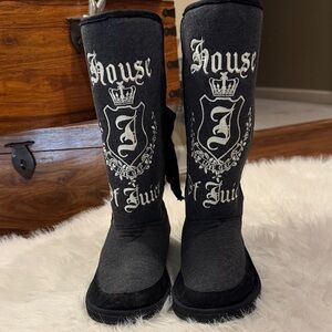 Y2K Juicy Couture Black LogoBoots Size 10 pre-owned